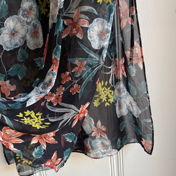 Zara Floral Long Sleeve Shirt Dress Sheer Kimono - Picture 11 of 11